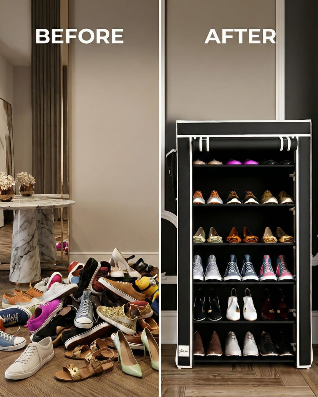 6 Rack Collapsible Wardrobe Cabinet and Shoe Rack