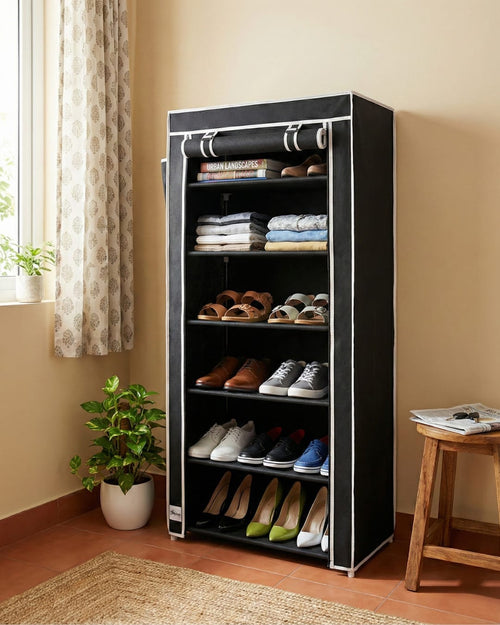 6 Rack Collapsible Wardrobe Cabinet and Shoe Rack